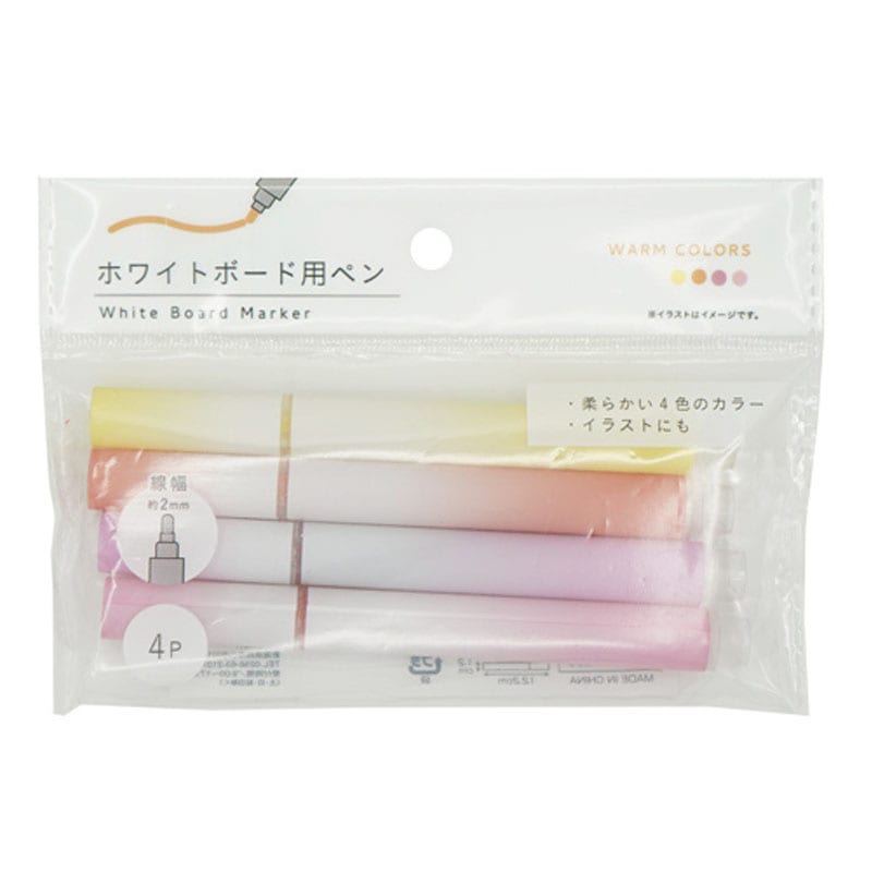 ホワイトボード用ペン　４Ｐ（暖色系）