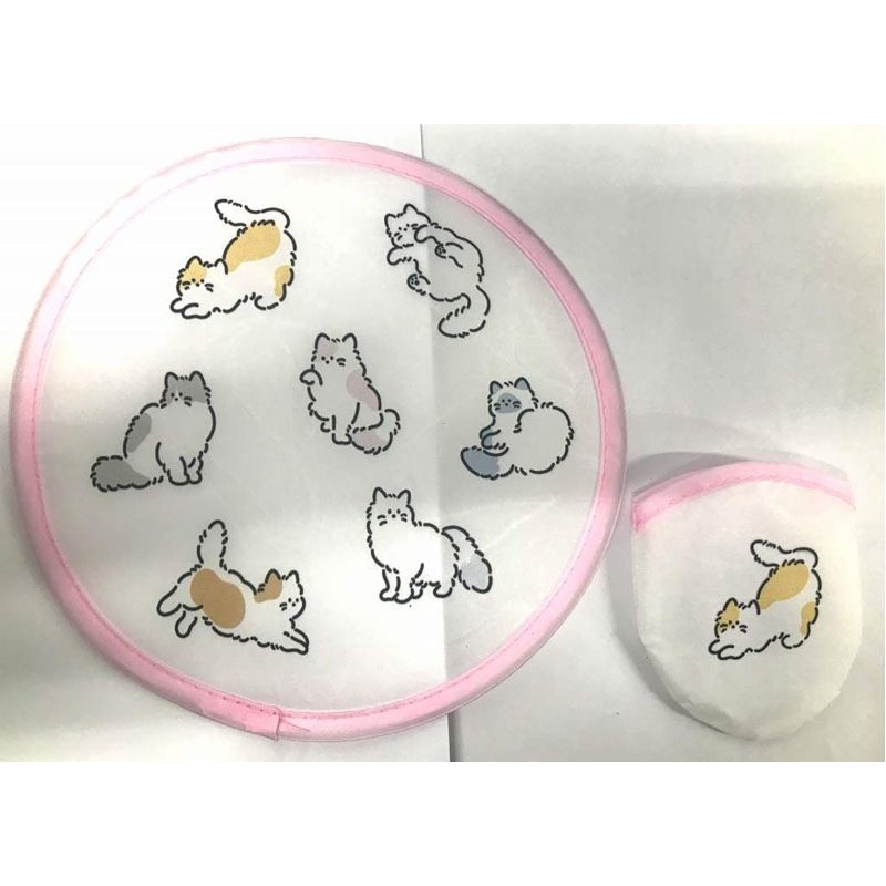 折りたたみうちわ収納袋付　ふわふわ猫