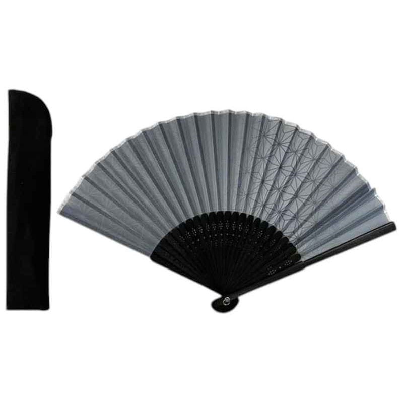 収納袋付き扇子　２１ｃｍ　麻の葉ＧＹ