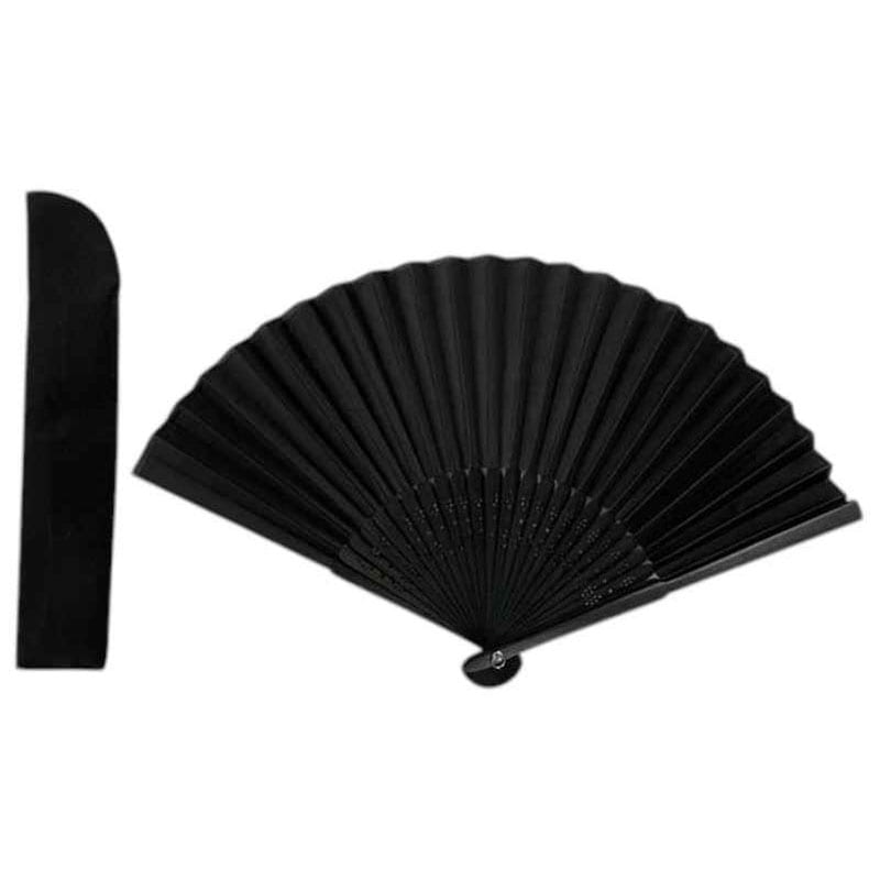 黒のプラスチック製扇子 収納袋付き 収納袋付き扇子 21cm 無地黒【公式】≪1個からお届け≫Can☆Do