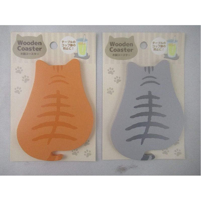 ねこ木製コースター