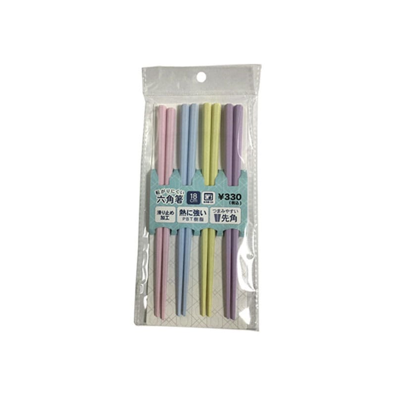 PBT製六角箸 18cm 4膳セット