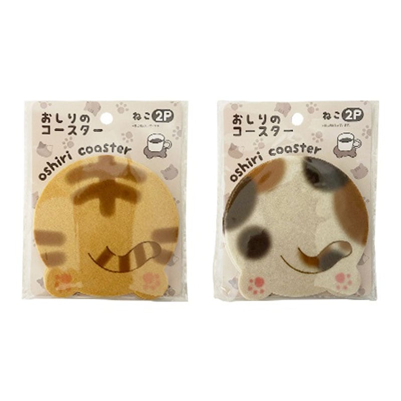 おしりのコースター　ねこ　２Ｐ