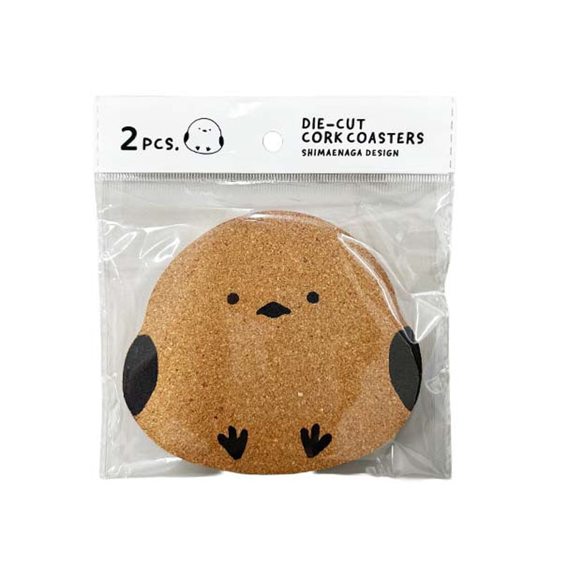 ダイカットコルクコースター　２Ｐ　シマエナガ