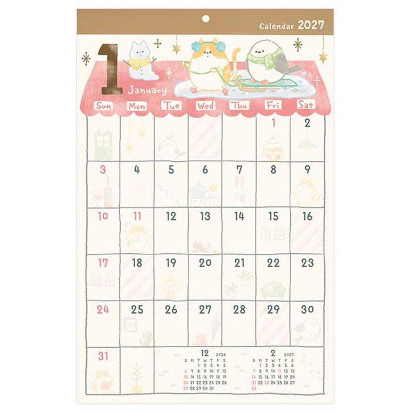 27カレンダー A3 ねことシマエナガ