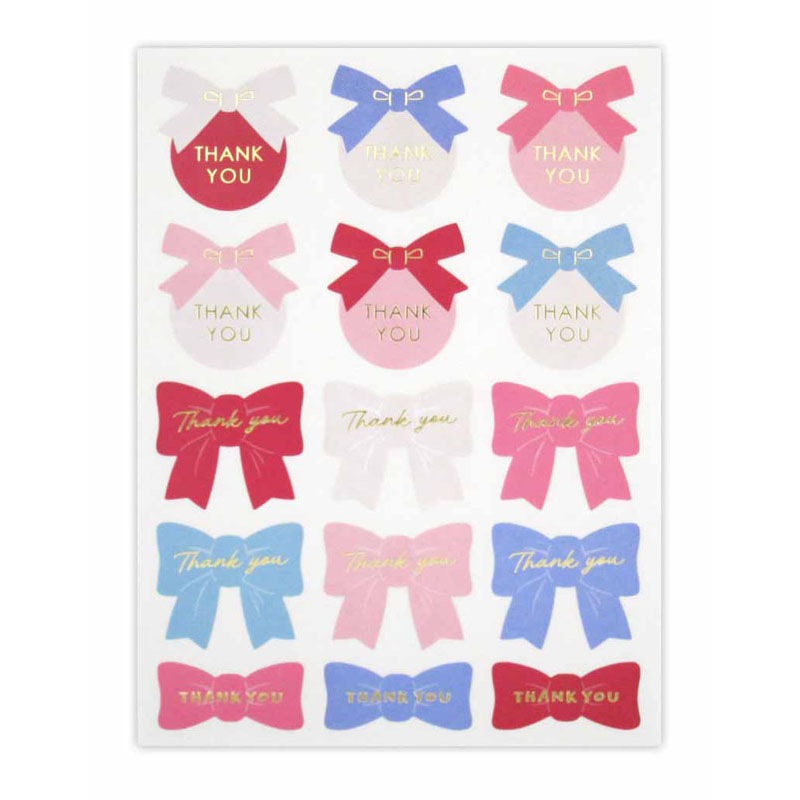 メッセージシールサンキュー　リボン柄　４５片