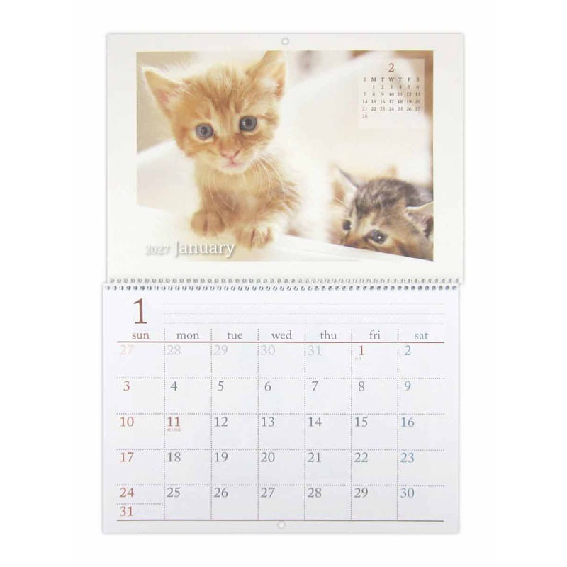27見開きリング式カレンダー B4 CAT【公式】≪1個からお届け