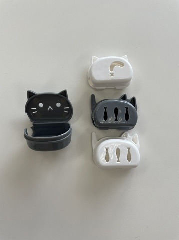 抗菌歯ブラシキャップネコ４Ｐ　モノトーン