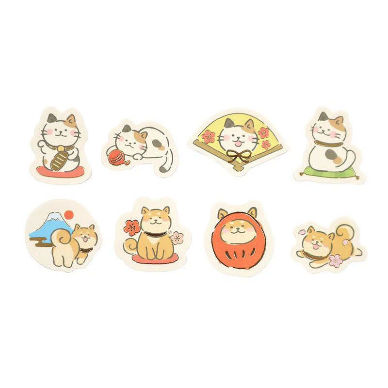 フレークシール 24P しばねこ和柄【公式】≪1個からお届け≫Can