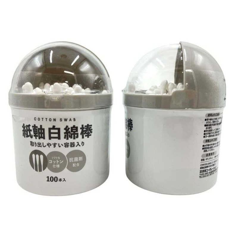 紙軸白綿棒　１００本　容器入り