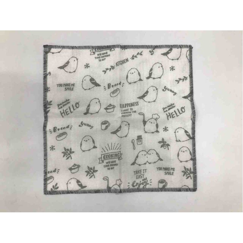 かや織りふきん　シマエナガ