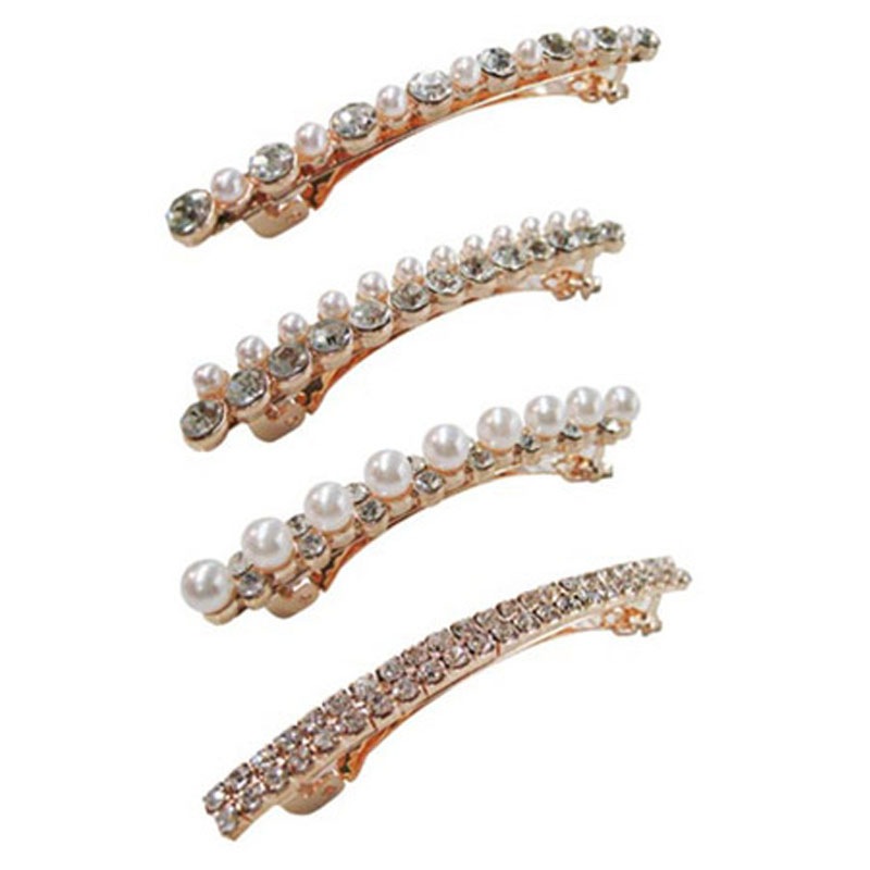 バレッタ　パール＆クリスタル