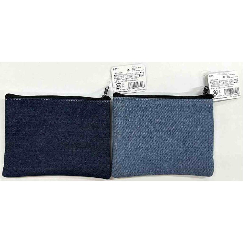 デニムＷファスナーポーチ