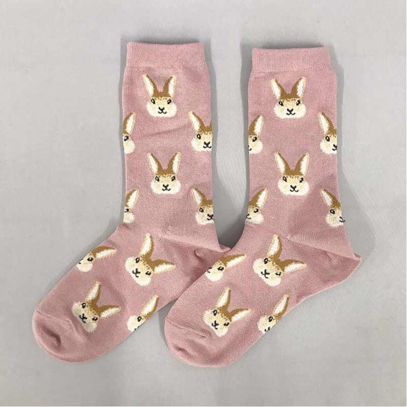 猫とウサギの立体刺繍ソックス デザインソックス婦人 ウサギ柄【公式】≪1個からお届け≫Can☆Do
