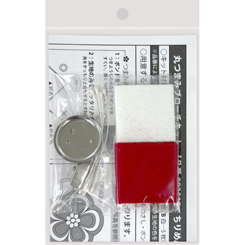つまみ細工ちりめんブローチ１　赤