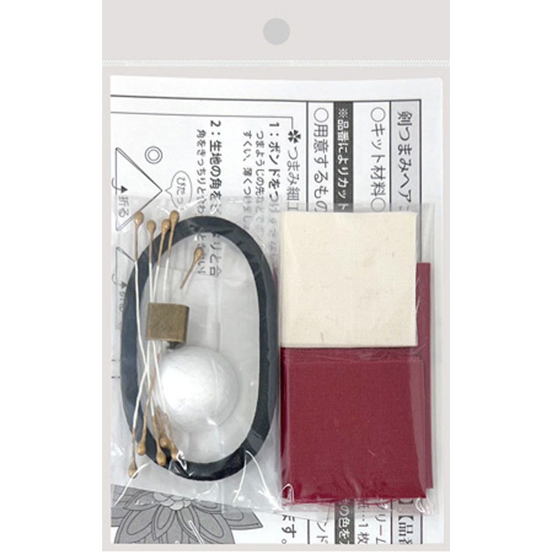 つまみ細工綿ヘアゴム　紅