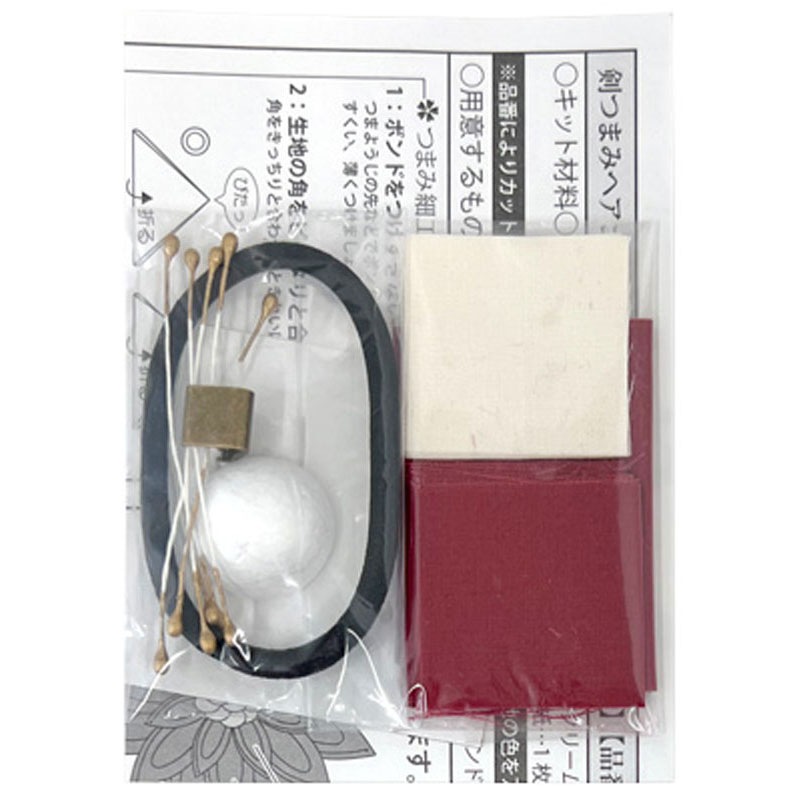 つまみ細工綿ヘアゴム　紅