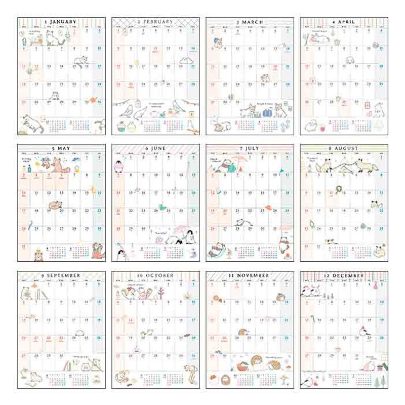 ２６カレンダー　Ａ４　アニマルイラスト