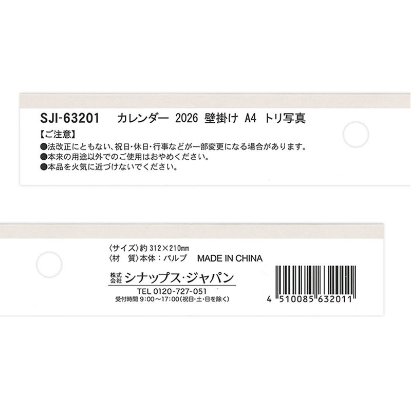 ２６カレンダー　Ａ４　トリ写真