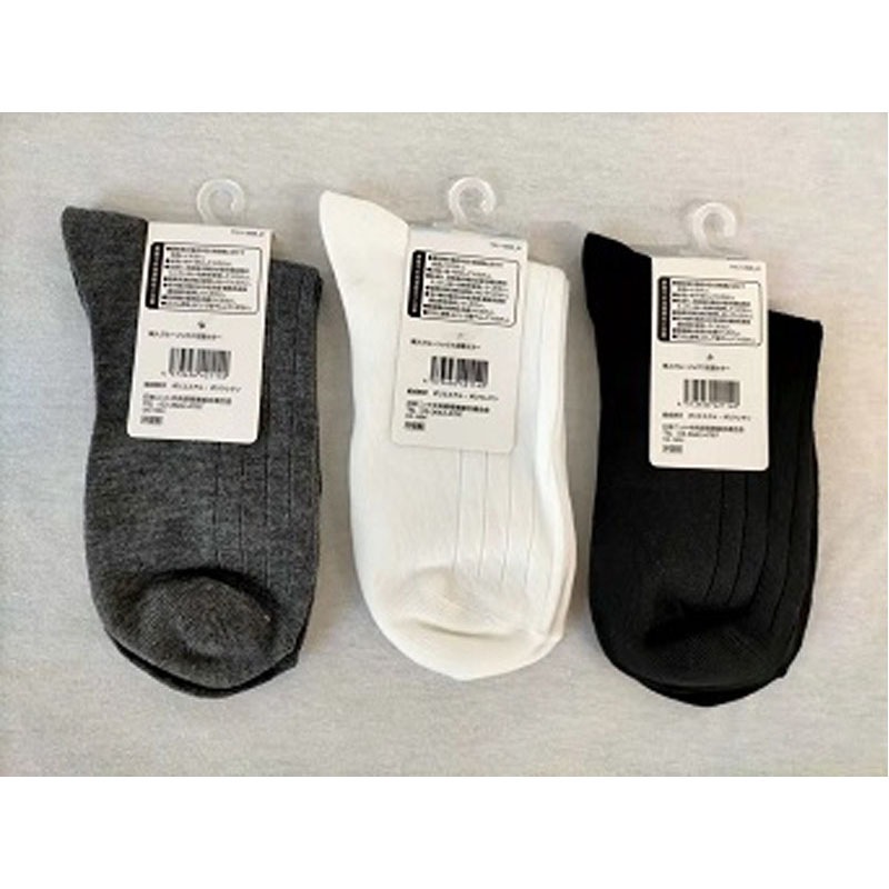 婦人クルーソックス　リブ　定番カラー