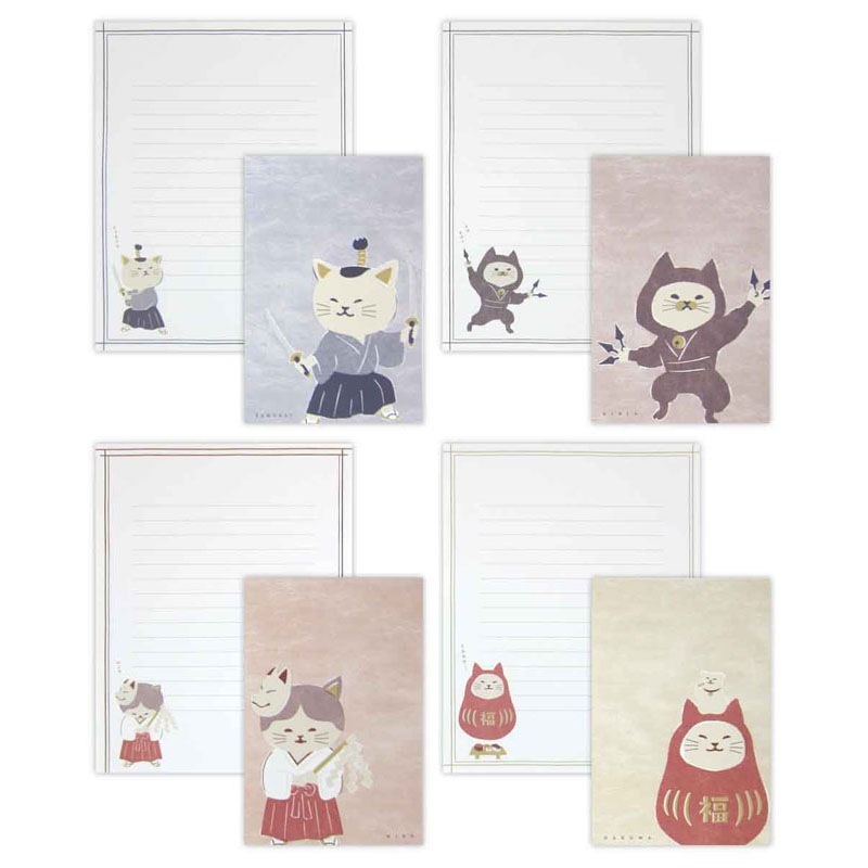 ねこさん専用 新しいセット入れて6セット レターセット ジャパニーズスタイルねこ 4組【公式】≪1個から