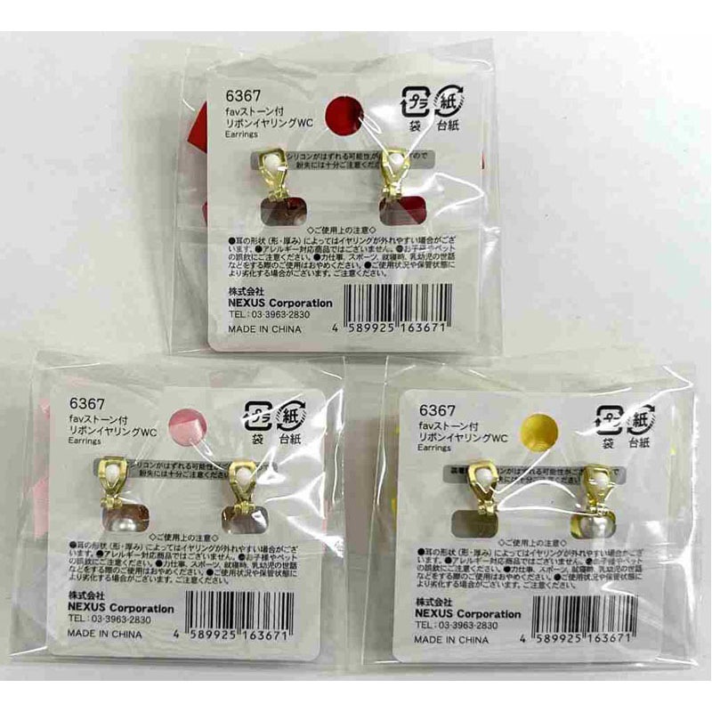 fav ストーン付リボンイヤリング WC