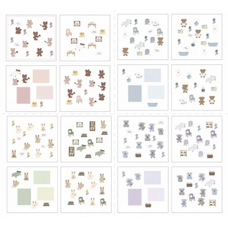 ミニシートシール　４シート　アニマル部屋デコ
