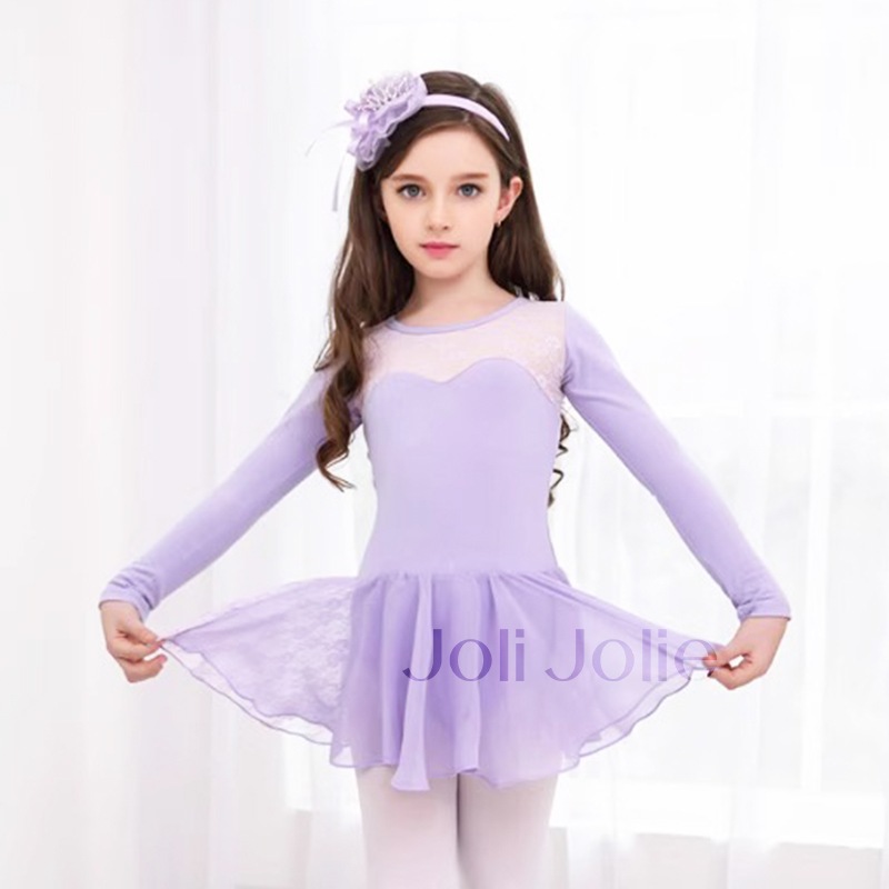 バレエレオタードスカート付 キッズ ジュニア5色展開 SIK1373