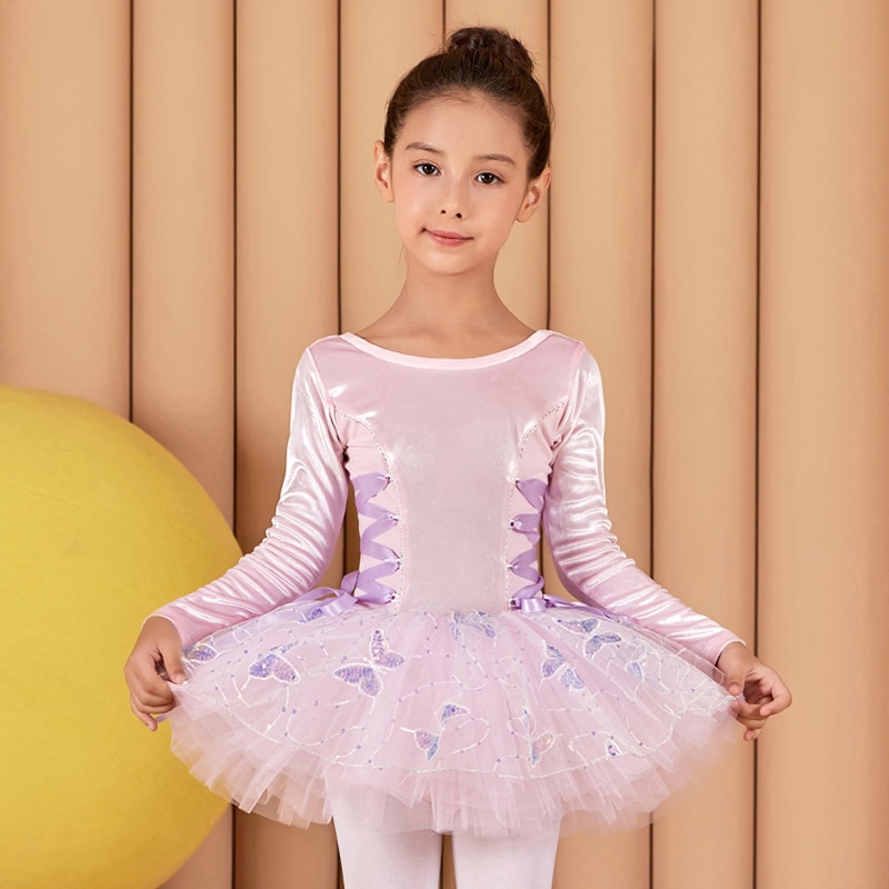 スカート付長袖レオタード キッズジュニア 2色展開SIK1805 | すべての