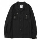 DIAHALLPKT BLACK OPEN COLLAR LS SHIRTS