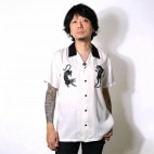 PANTHER OPEN COLLAR SS SHIRT (BLACK-WHITE)