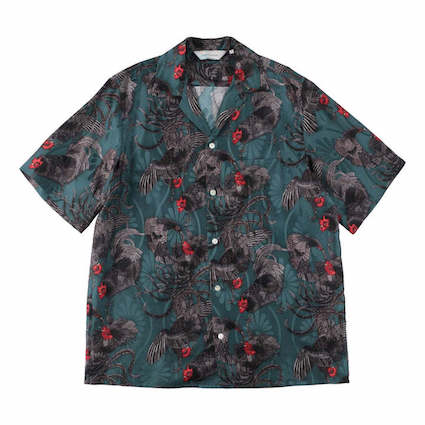 ��BLACK GAME COCK / JAKUCHU ITO / VIRIDIAN��SHORT SLEEVE SHIRT
