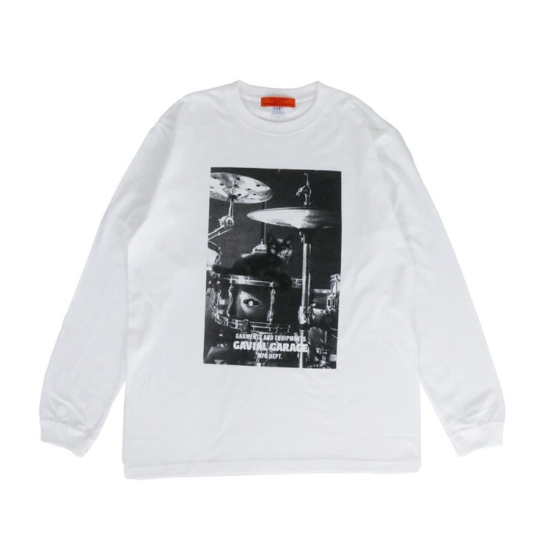 L/S TEE "ON THE DRUMS" (WHITE)