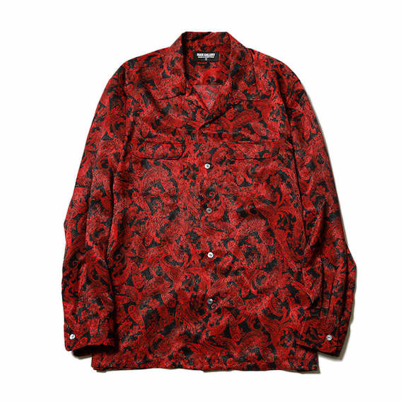 PAISLEY OPEN COLLAR SHIRT (RED/BLACK)｜RUDE GALLERY、LOST CONTROL 