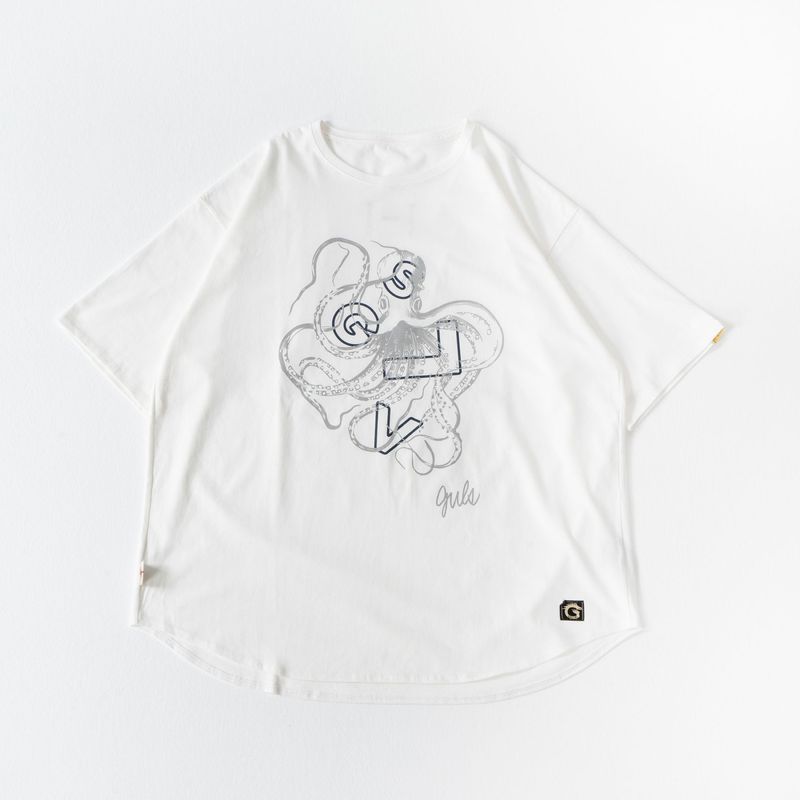 S/S ROUND TEE "KARAKEN" (WHITE)