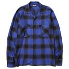 OMBRE CHECK OPEN COLLAR LS SHIRT (BLUE)