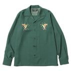 HUMMING BIRD OPEN COLLAR LS SHIRT (GREEN)