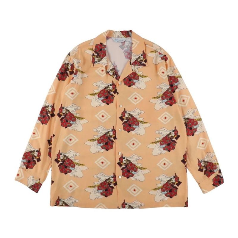 RAYON LONG SLEEVE ALOHA SHIRT��USJIWAKAMARU��