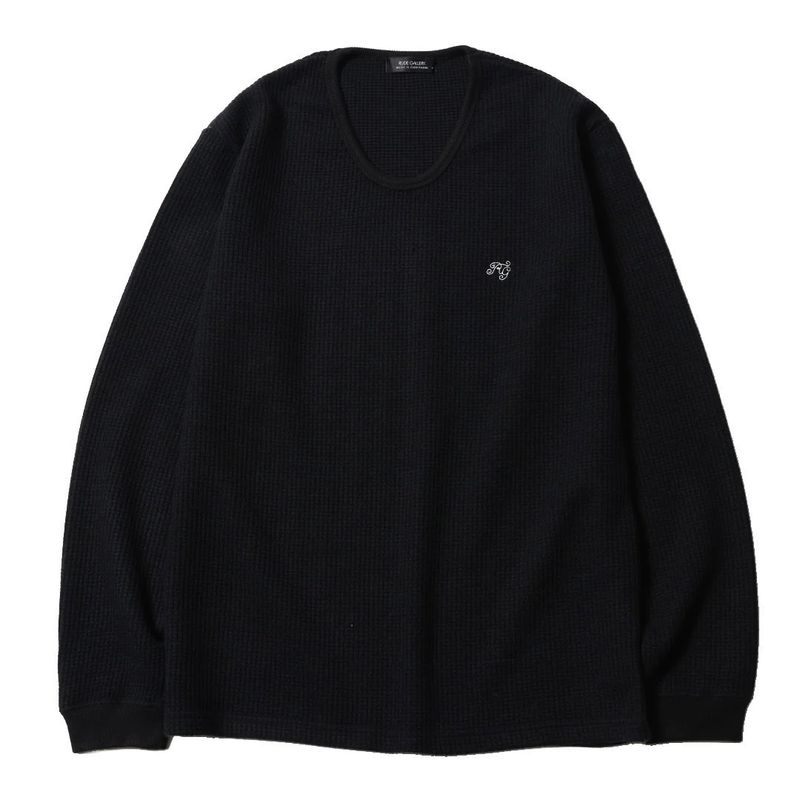 BASIC U NECK WAFFLE LS (BLACK)