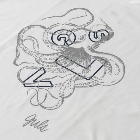 S/S ROUND TEE "KARAKEN" (WHITE)