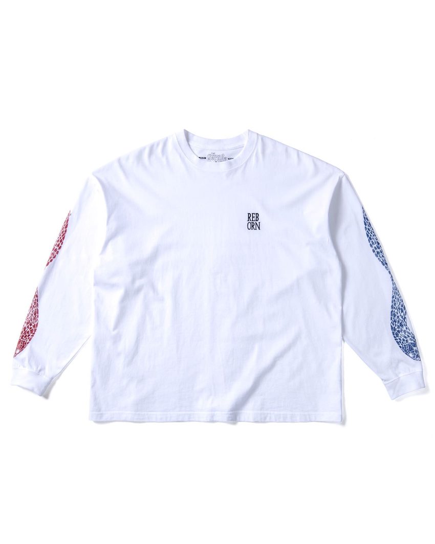 BIG SIZING L/S TEE��EXUVIAE��WHITE��NAVY&RED-PRINT��