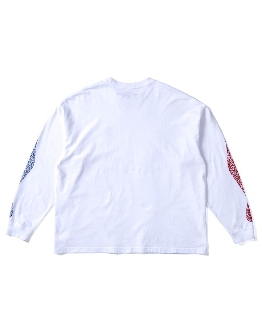 BIG SIZING L/S TEE��EXUVIAE��WHITE��NAVY&RED-PRINT��