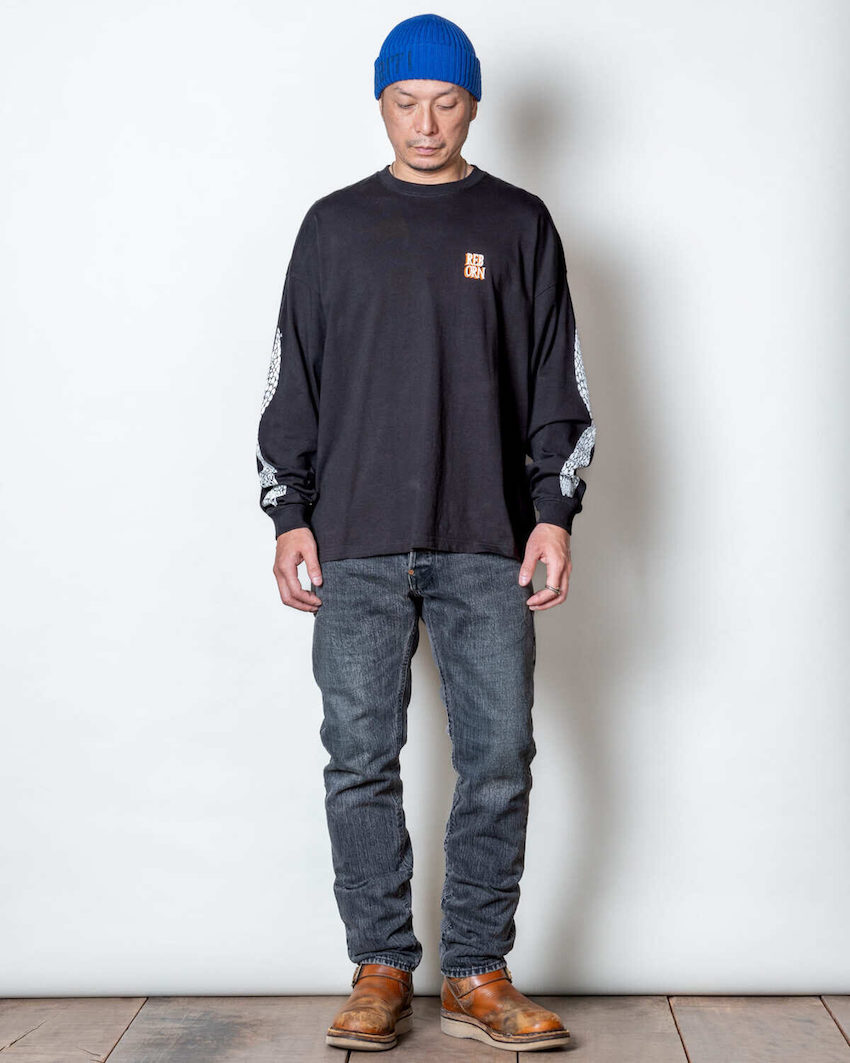 BIG SIZING L/S TEE��EXUVIAE��LIHGT BLACK