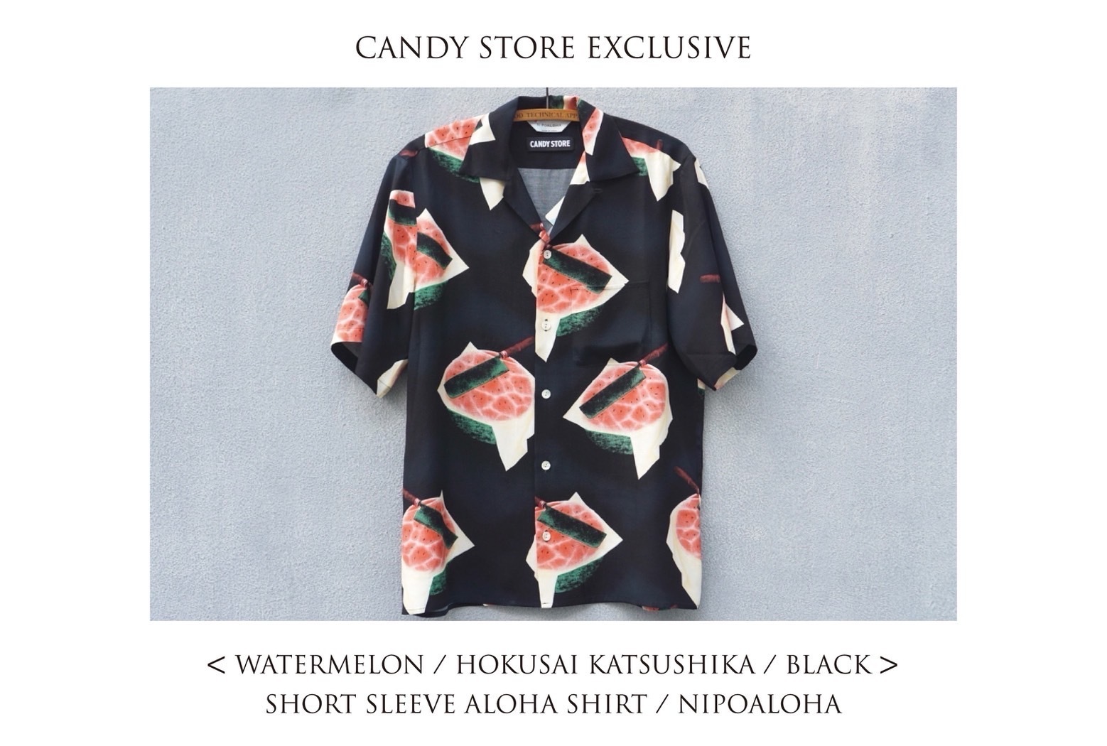 RAYON SHORT SLEEVE ALOHA SHIRT��WATERMELON/HOKUSAI/BLACK��