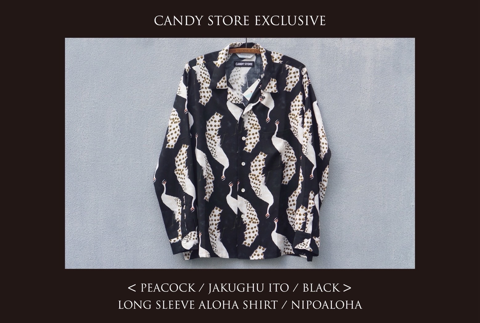 RAYON LONG SLEEVE ALOHA SHIRT��PEACOCK/JYAKUCHU ITO/BLACK��