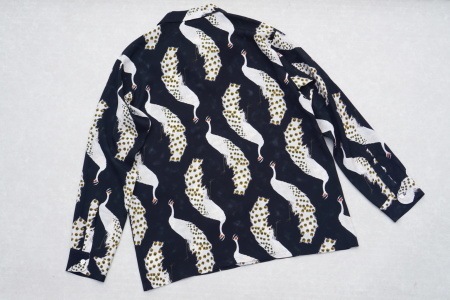 RAYON LONG SLEEVE ALOHA SHIRT��PEACOCK/JYAKUCHU ITO/BLACK��