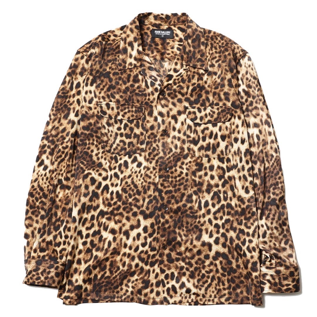 LEOPARD OPEN COLLAR LS SHIRT (YELLOW LEO)