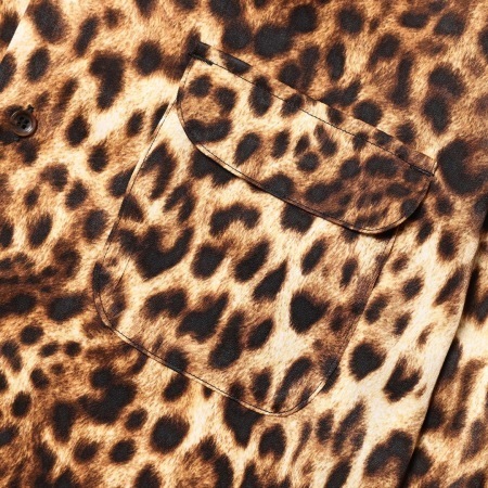 LEOPARD OPEN COLLAR LS SHIRT (YELLOW LEO)