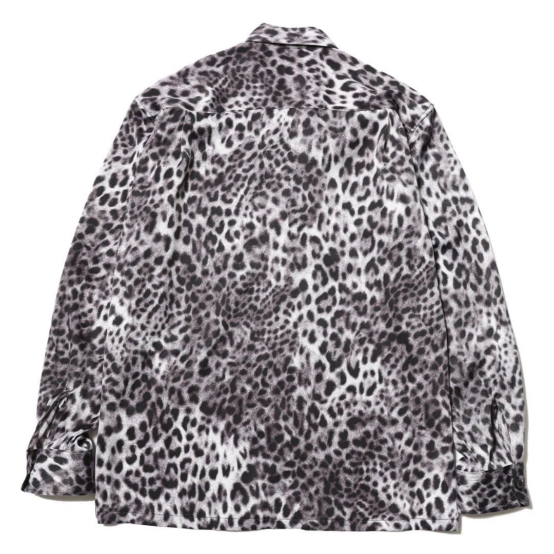LEOPARD OPEN COLLAR LS SHIRT (BLACK LEO)