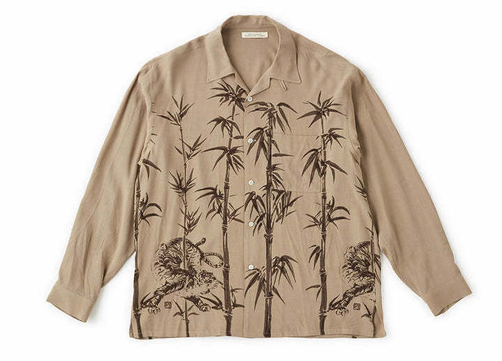 ORIGINAL PRINTED OPEN COLLAR SHIRTS(TIGER)(DUNE)